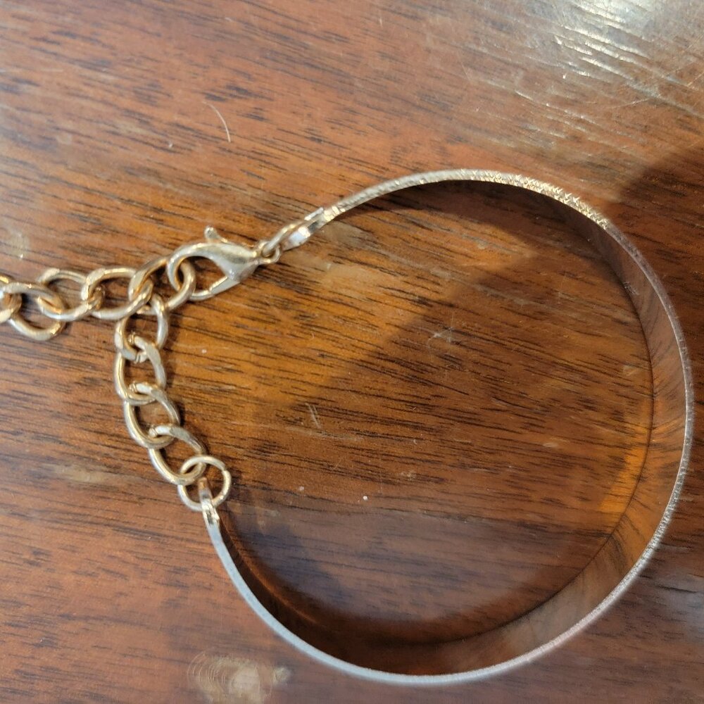 Gold .25" Width Open Cuff Bangle Bracelet with Lobster Claw Clasp - Picture 4 of 10